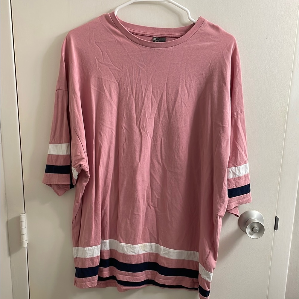 Pink Striped Oversized T-Shirt